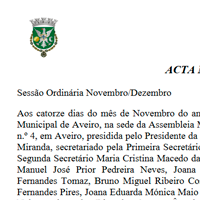 Picture of Exemplo Atas da Assembleia do Municipio de Aveiro