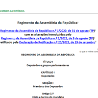 Picture of Regimento da Assembleia da República 2023